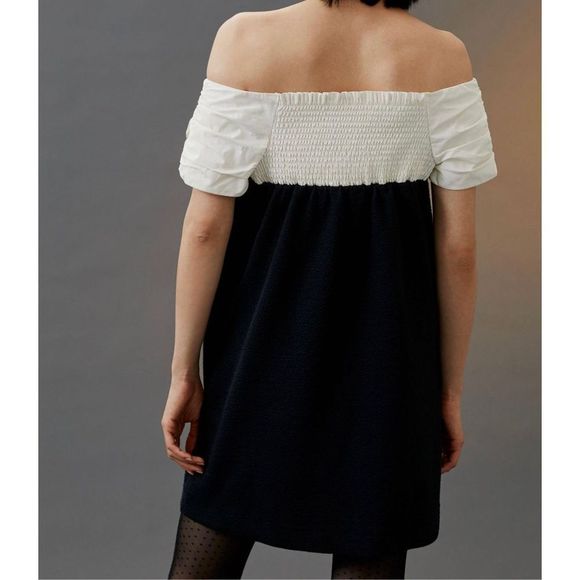 NWOT Anthropologie Maeve Bow Colorblocked Shift Mini Dress - Picture 2 of 14